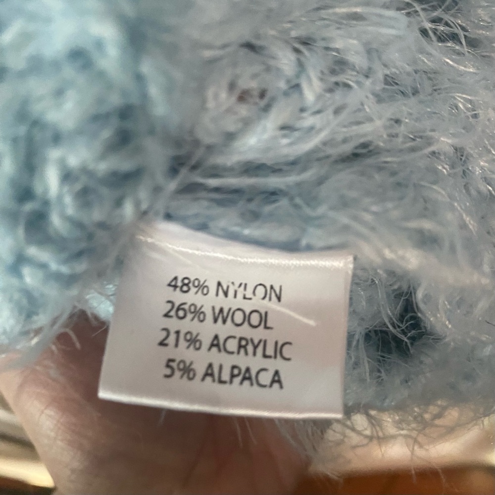 Lineamaglia light blue shaggy soft scoop neck sweater made in Italy size S - Picture 5 of 8
